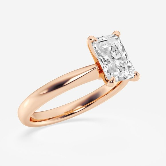 1 1/2 ctw Radiant Lab Grown Diamond Petite Solitaire Engagement Ring - Picture 6 of 6